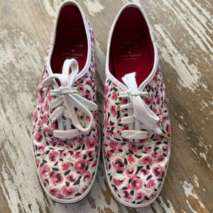 Kate Spade x Keds Pink and White Floral Rose Sneakers